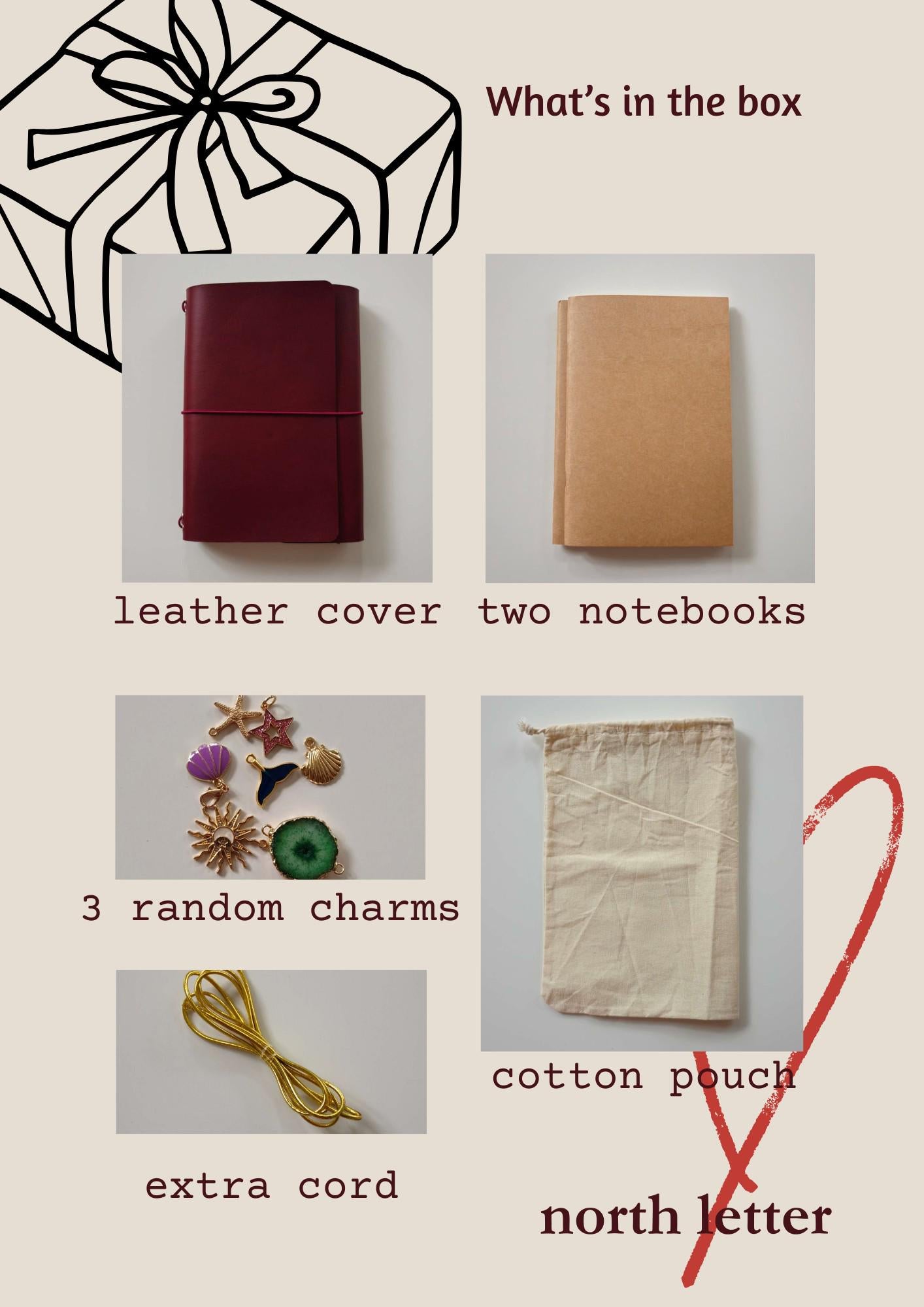 A6 Trifold Italian Leather Journal Cover with Pockets