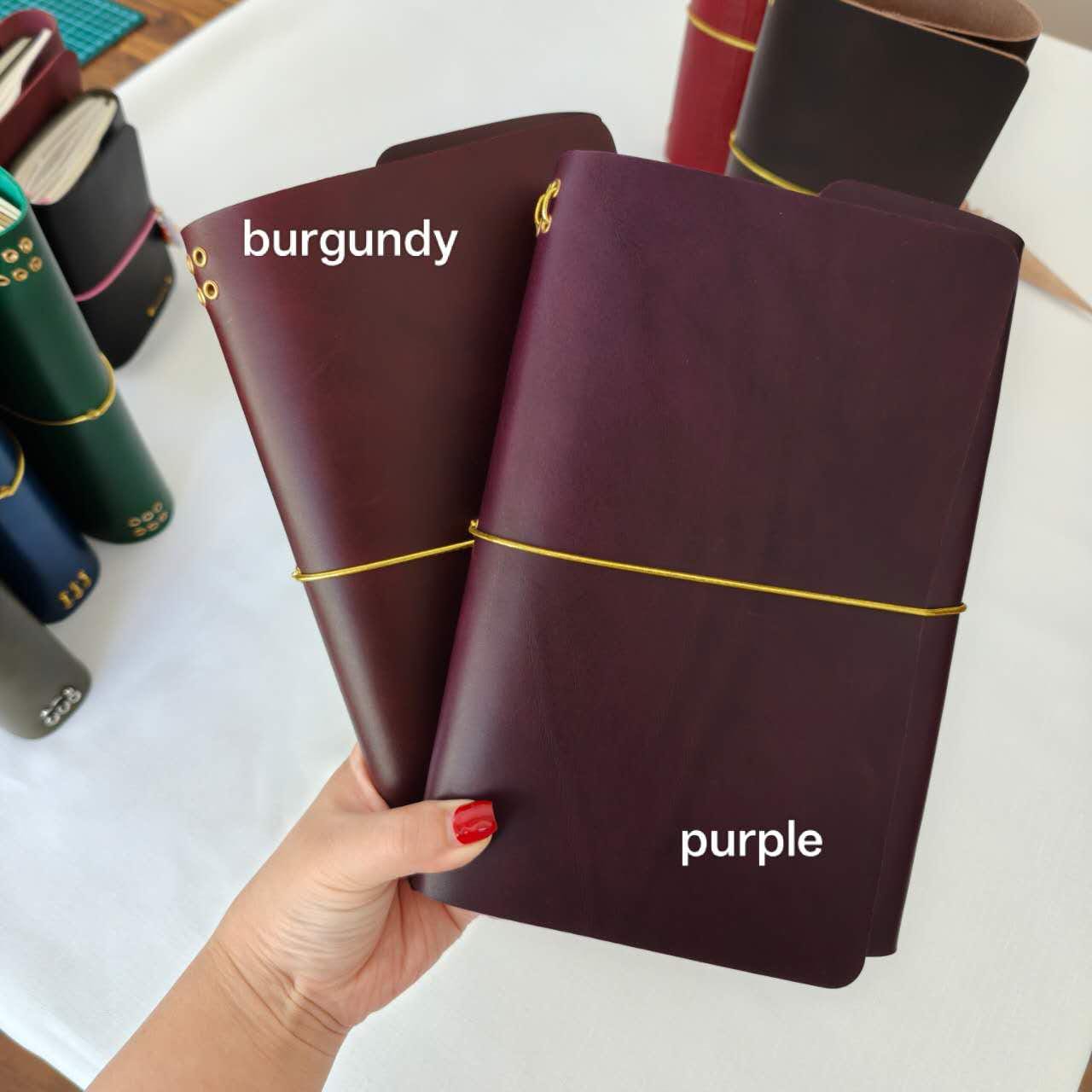 A6 Trifold Italian Leather Journal Cover with Pockets