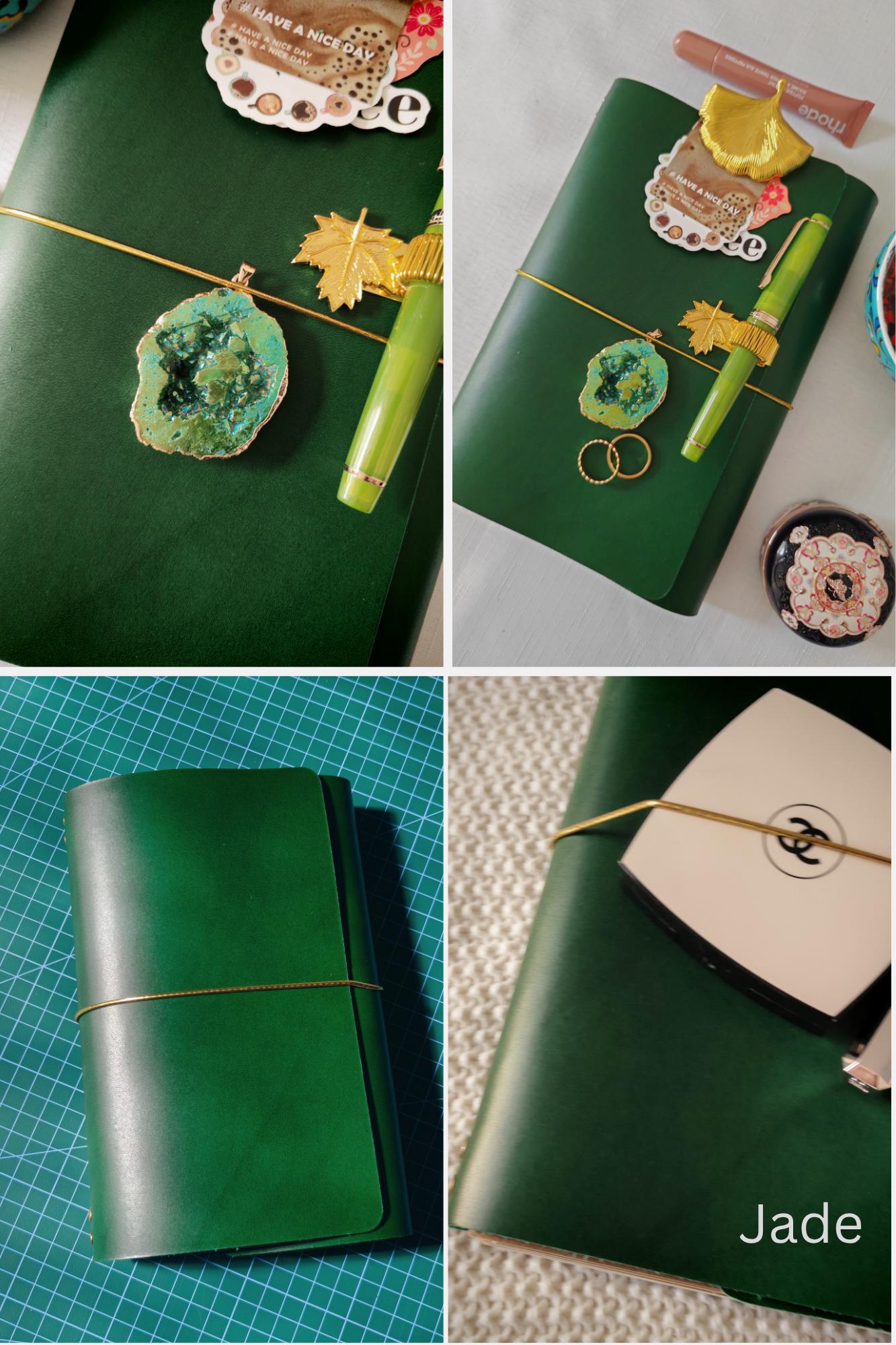 A6 Trifold Italian Leather Journal Cover with Pockets