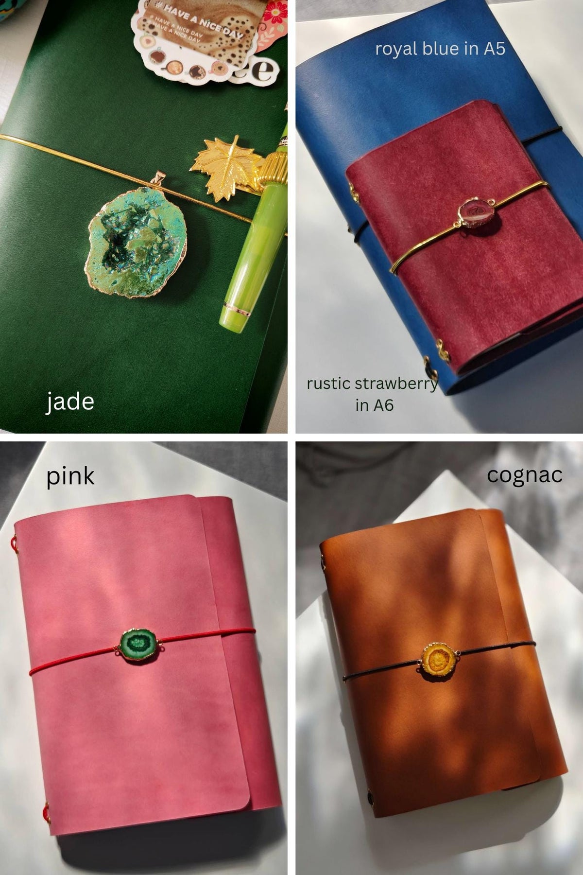 A6 Trifold Italian Leather Journal Cover with Pockets
