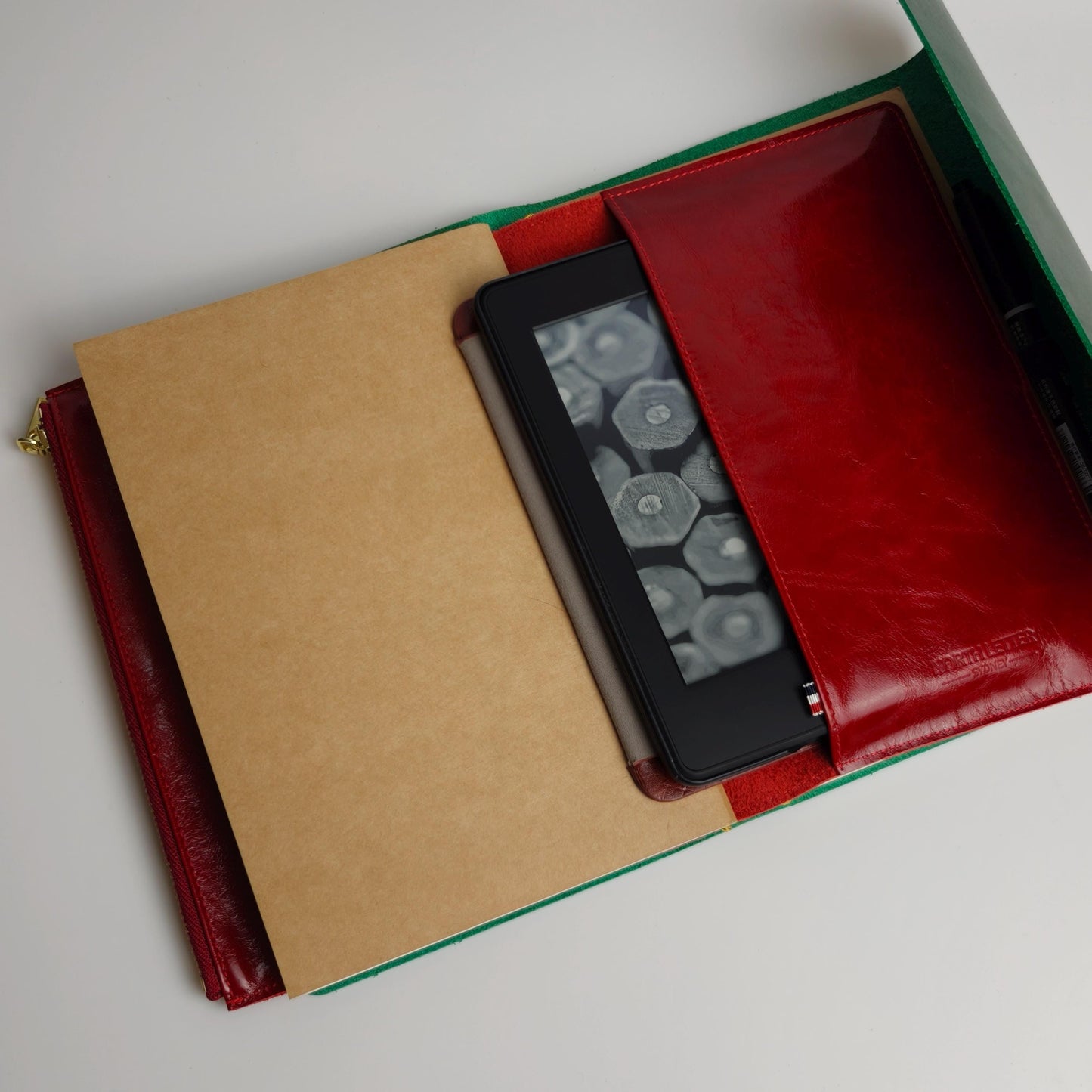 Leather Portfolio for A5 Journal Cover | Leather Organizer Folder with Zipper Pocket | A5 Notebook Holder | Kindle & Passport Organizer