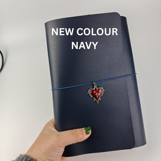 A5 Italian Leather Journal Cover – Navy (New Colour)
