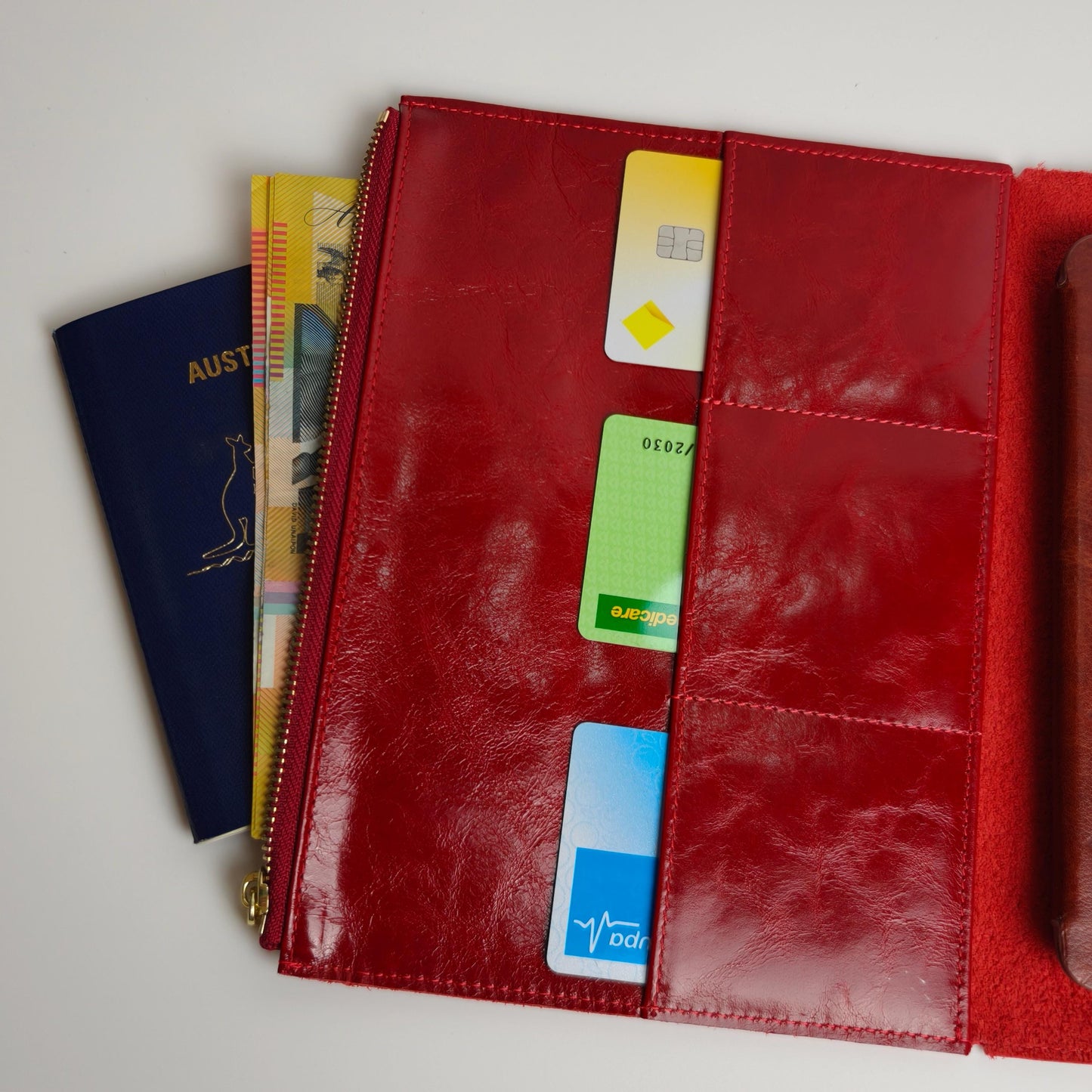Leather Portfolio for A5 Journal Cover | Leather Organizer Folder with Zipper Pocket | A5 Notebook Holder | Kindle & Passport Organizer