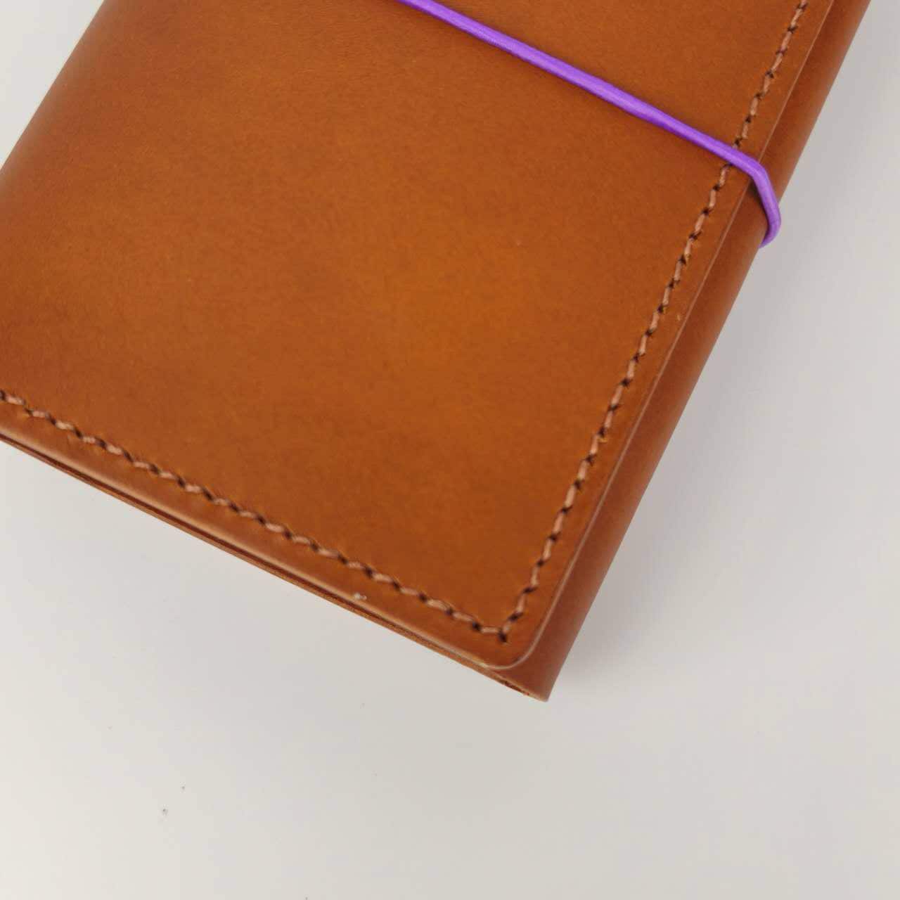 A6 Trifold Italian Leather Journal Cover with Pockets
