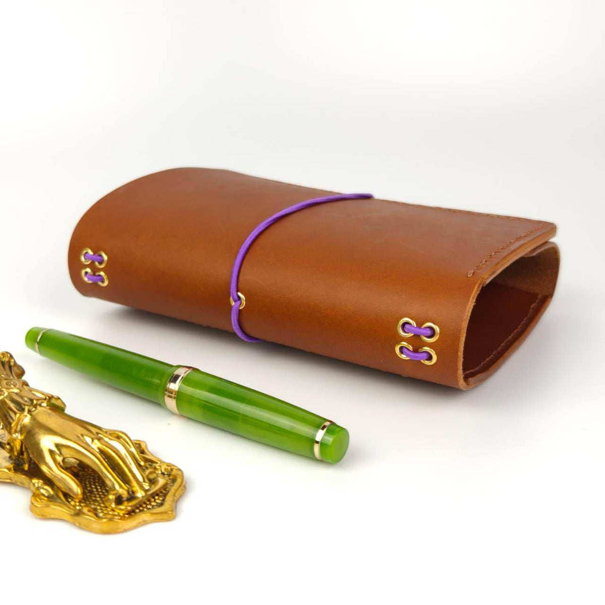 A6 Trifold Italian Leather Journal Cover with Pockets