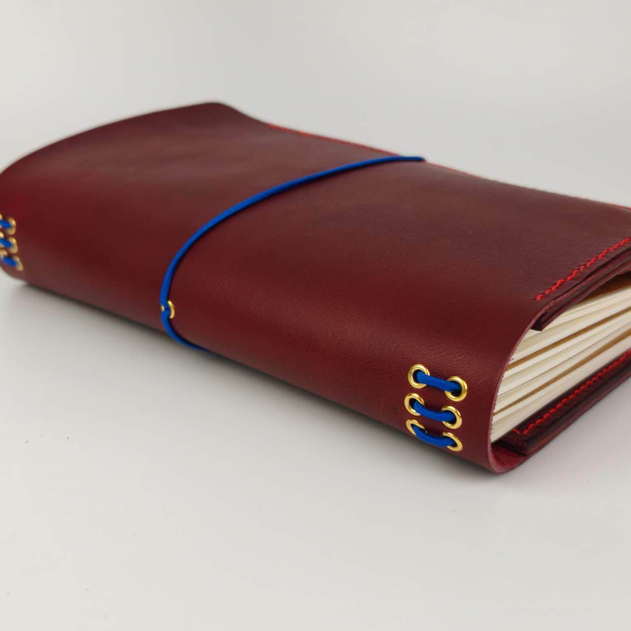 Custom Trifold Italian Leather Planner journal Cover with pockets, A5 size
