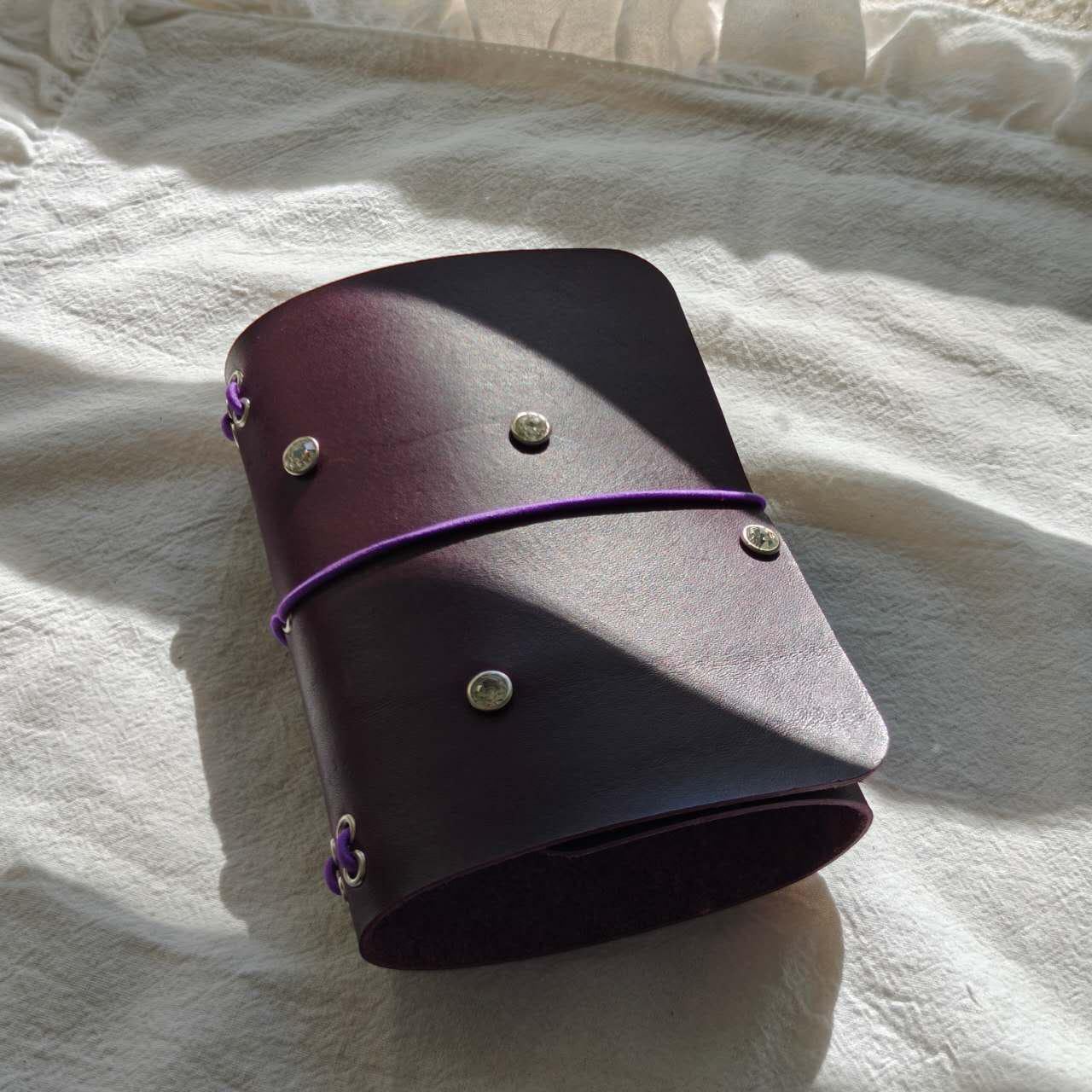 Rhinestone Handmade Italian Leather Journal Cover, Notebook Cover, Refillable Leather Journal, Custom Leather Notebook, Gift for Writer