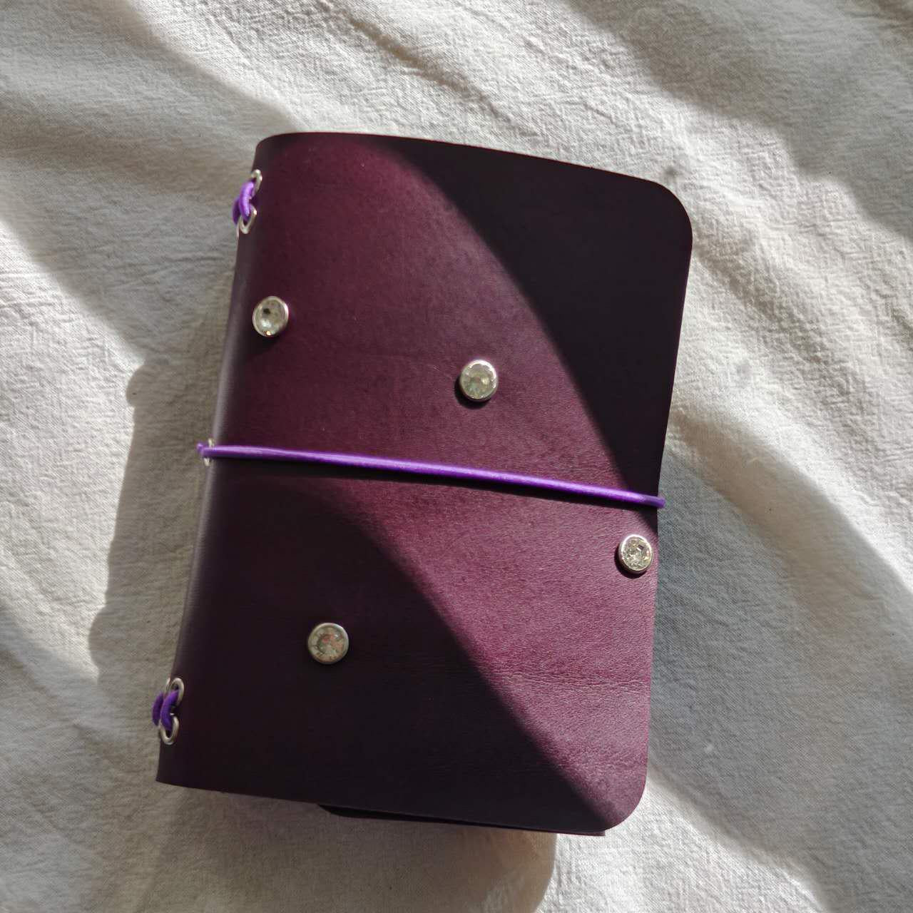 Rhinestone Handmade Italian Leather Journal Cover, Notebook Cover, Refillable Leather Journal, Custom Leather Notebook, Gift for Writer