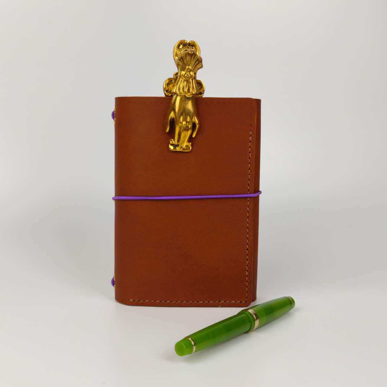 A6 Trifold Italian Leather Journal Cover with Pockets