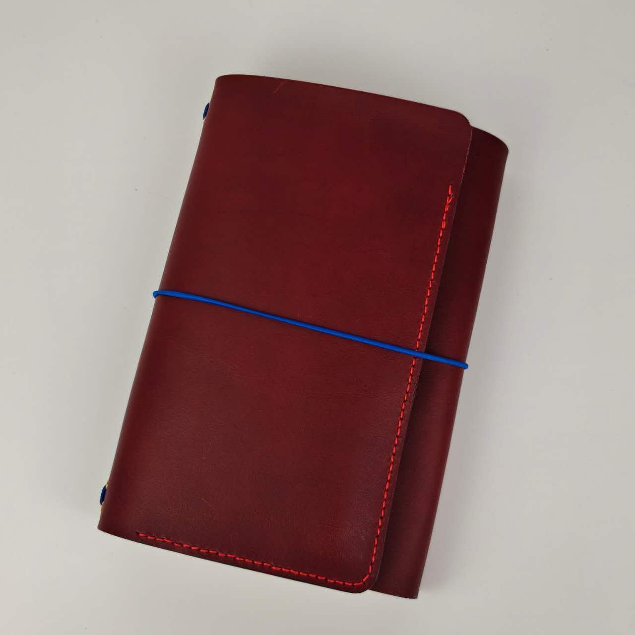 Custom Trifold Italian Leather Planner journal Cover with pockets, A5 size
