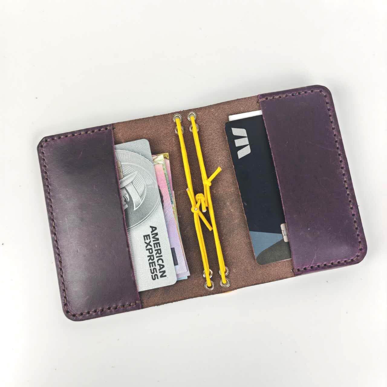 Card Size Bifold Cover With Pockets– Handmade Full Grain Leather Notebook Cover, Pocket Size Travel Journal Sleeve, Refillable Insert