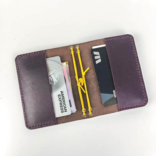 Card Size Bifold Cover With Pockets– Handmade Full Grain Leather Notebook Cover, Pocket Size Travel Journal Sleeve, Refillable Insert