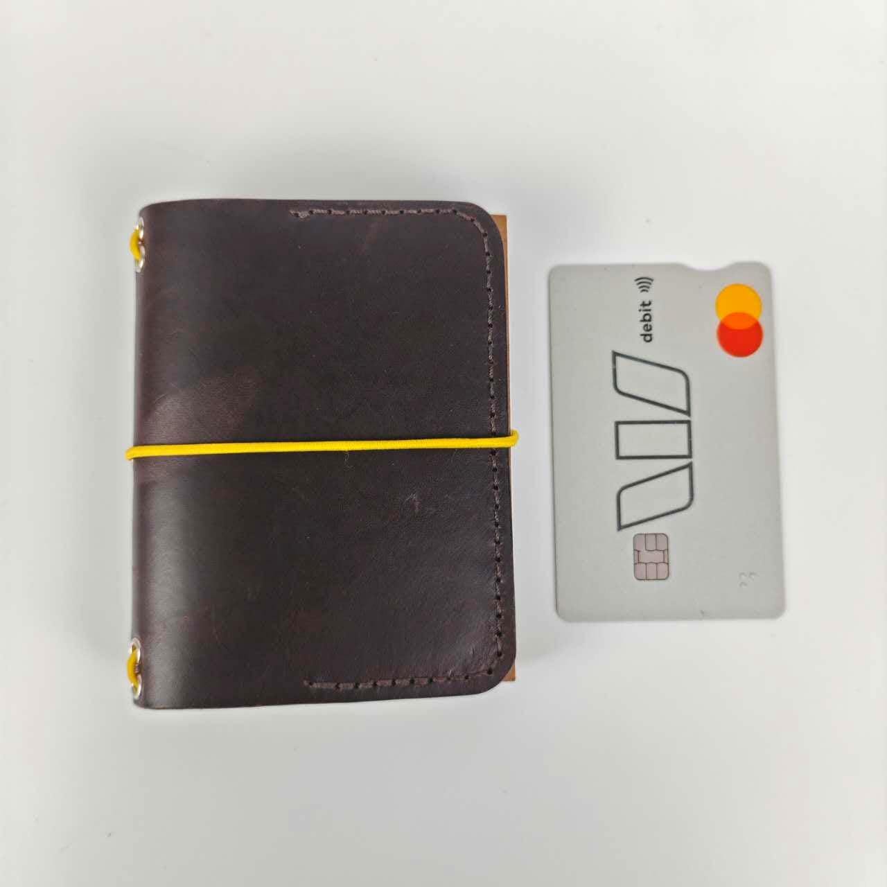 Card Size Bifold Cover With Pockets– Handmade Full Grain Leather Notebook Cover, Pocket Size Travel Journal Sleeve, Refillable Insert