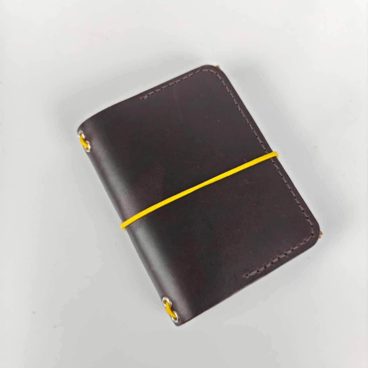 Card Size Bifold Cover With Pockets– Handmade Full Grain Leather Notebook Cover, Pocket Size Travel Journal Sleeve, Refillable Insert